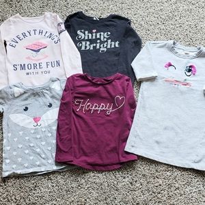 4 Shirts and Sweatshirt Dress Bundle Size 7